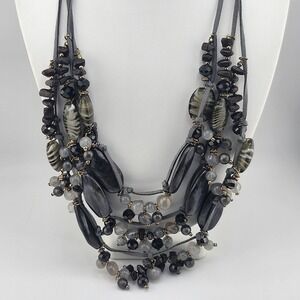 Erica Lyons‎ Glass Bead Multistrand Layered Necklace Gray